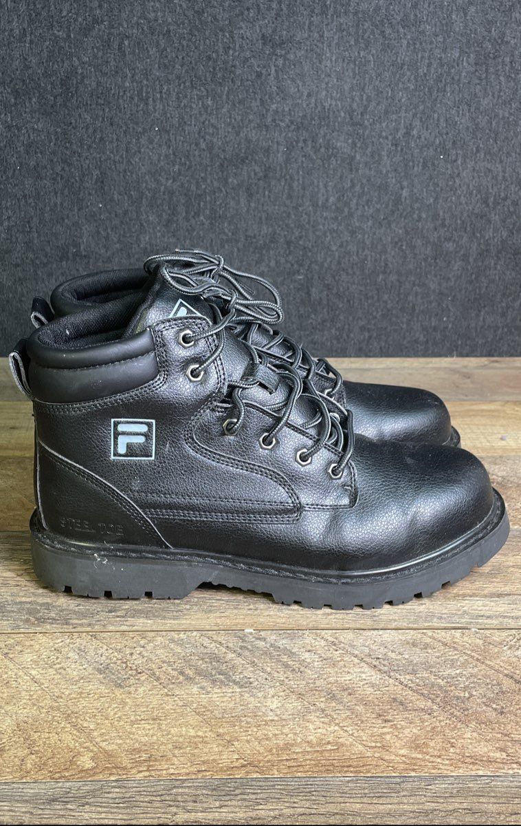Fila Landing Steel Toe Black Men's Work Boots Size 9