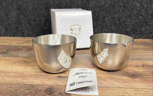Camelot Pewter The Jefferson Cup Set of 2 Monroe Scholar Engraved Vintage