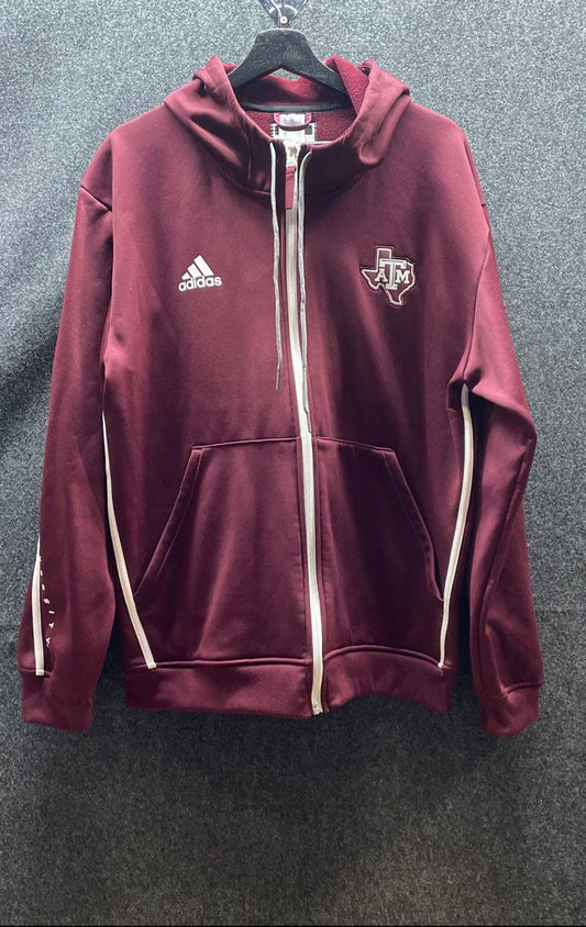Adidas Men's Texas A&M Aggies Maroon AEROREADY Full Zip Hoodie Size L