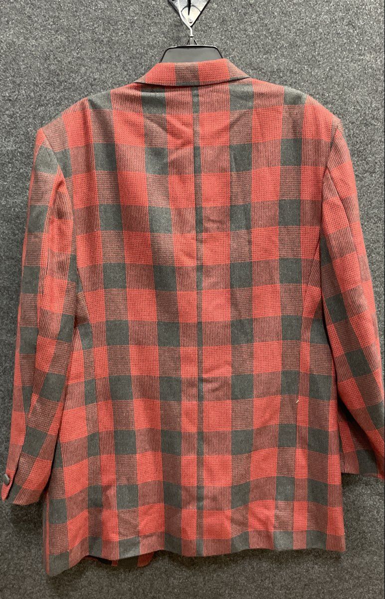 Stacy Adams Men's Blazer Sport Coat Red Grey Plaid Checkered HUGOR Sz 46R