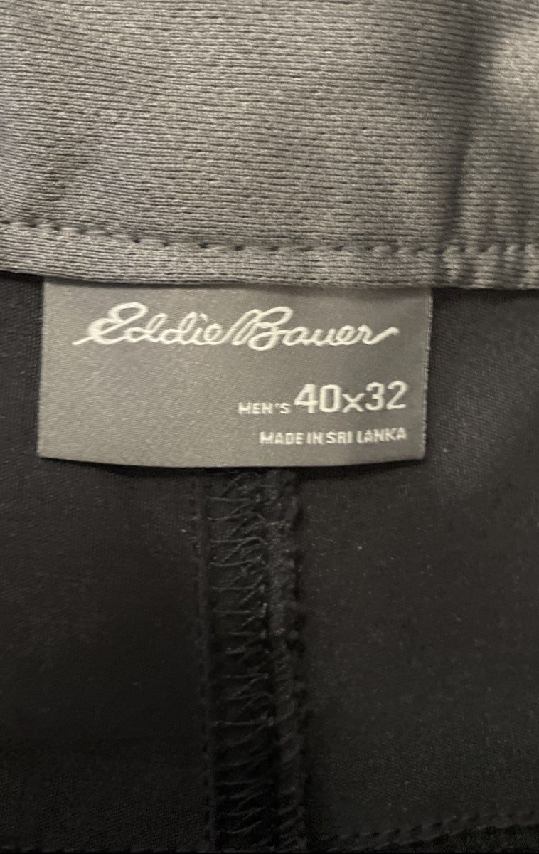 Eddie Bauer Men's Black Rainier Pants Stretch Cargo Straight Leg 40x32 NWT