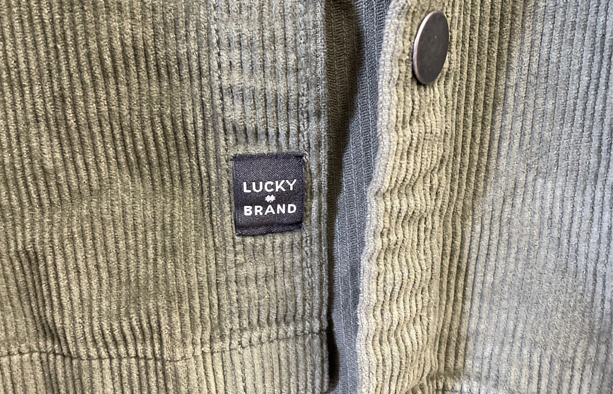 Lucky Brand Men's Green Corduroy Long Sleeve Snap Front Shirt Size Large