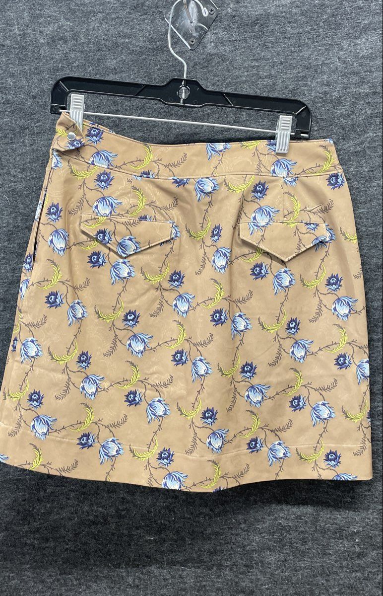 Nike Golf Women's Beige Blue Floral Pattern Side Slit Golf Skirt Sz 8