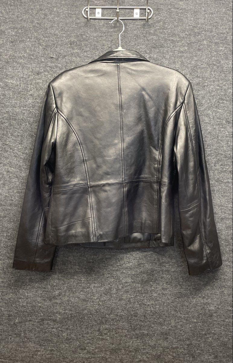 Vintage Y2K Uniform John Paul Richard Women Black Lambskin Leather Jacket Sz 16