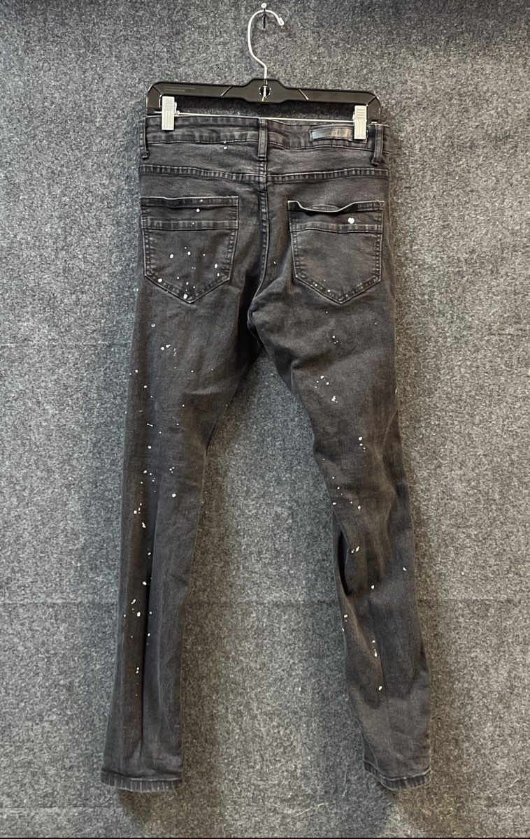 M Society Men's Black Distressed Paint Splatter Skinny Jeans Sz 32x32