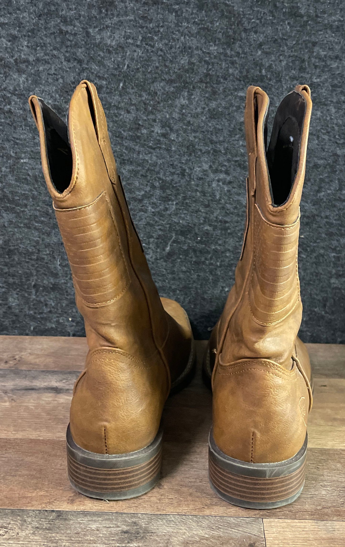 Ivu CB-512 Brown Faux Leather Square Toe Western Cowboy Boots Mens Size 9