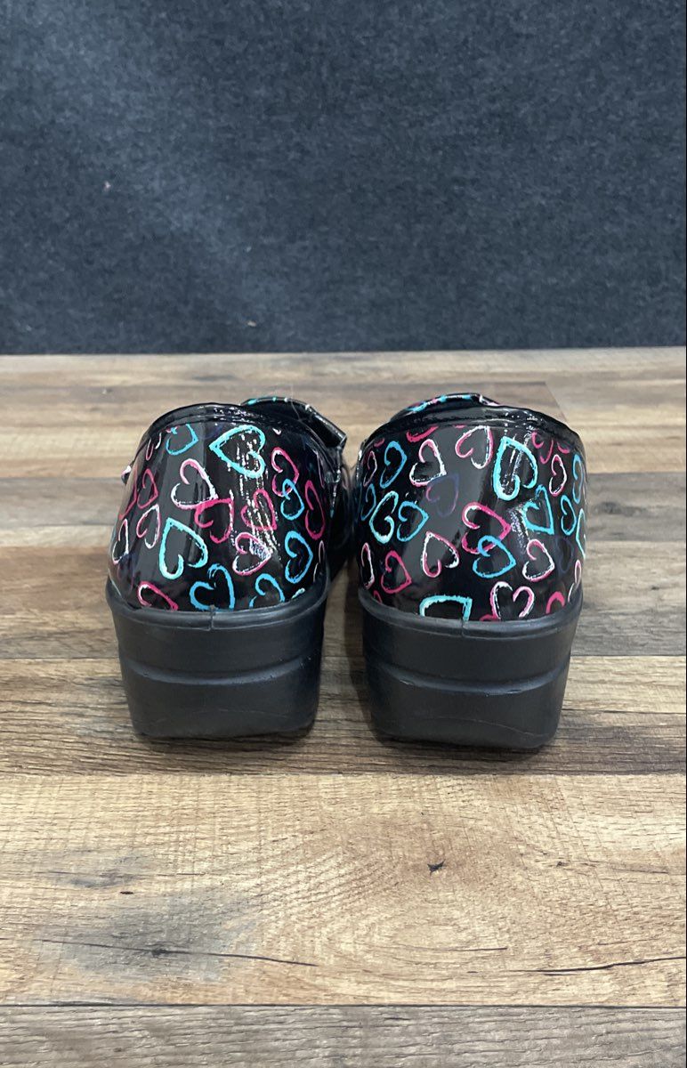 Easy Street Laurie Black Multi Heart Slip Resistant Work Clogs Womens Size 11M