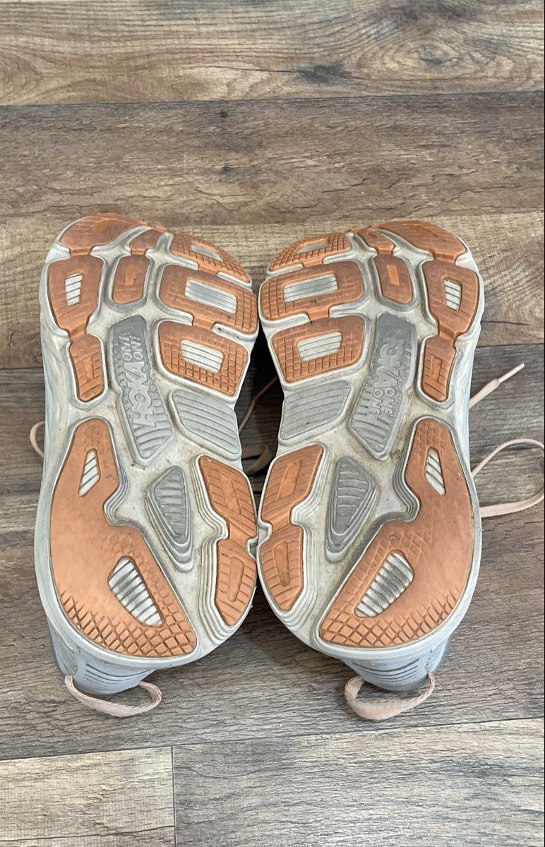 Hoka One One Bondi 7 Grey Orange Men's Road Running Shoes Size 8.5D