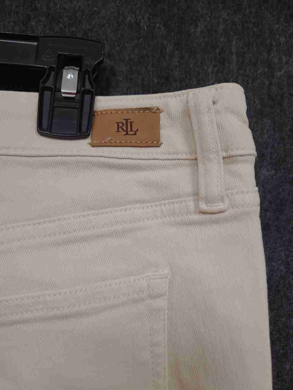 Lauren Ralph Lauren Women's Beige Slim Straight High Rise Jeans Size 12
