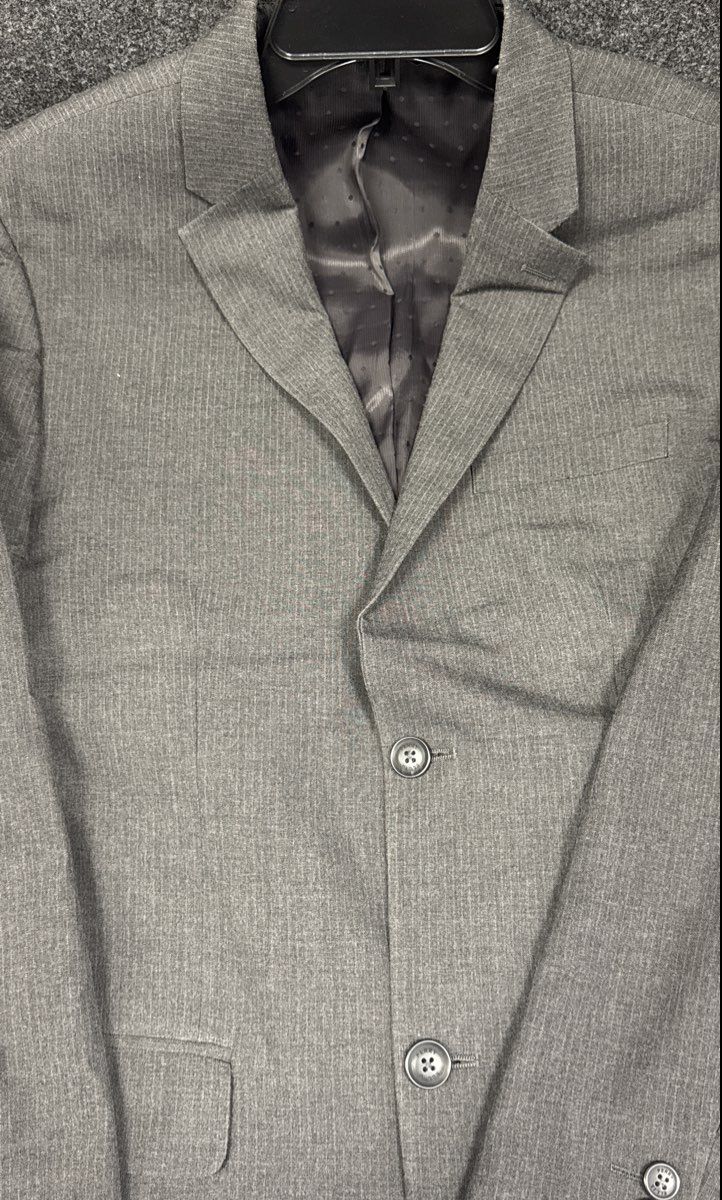 Perry Ellis Men's Gray Textured 2-Button Suit Jacket Blazer Single Vent Sz 42
