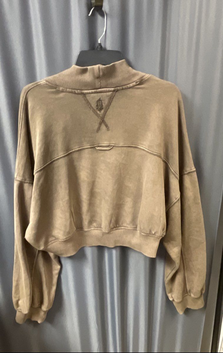 FP Movement Women's Brown Cropped Open Front Sweatshirt Cardigan Sz XL