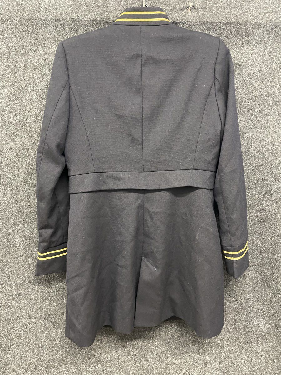 Zara Women's Black Military Band Jacket Gold Braided Crest Button Sz M