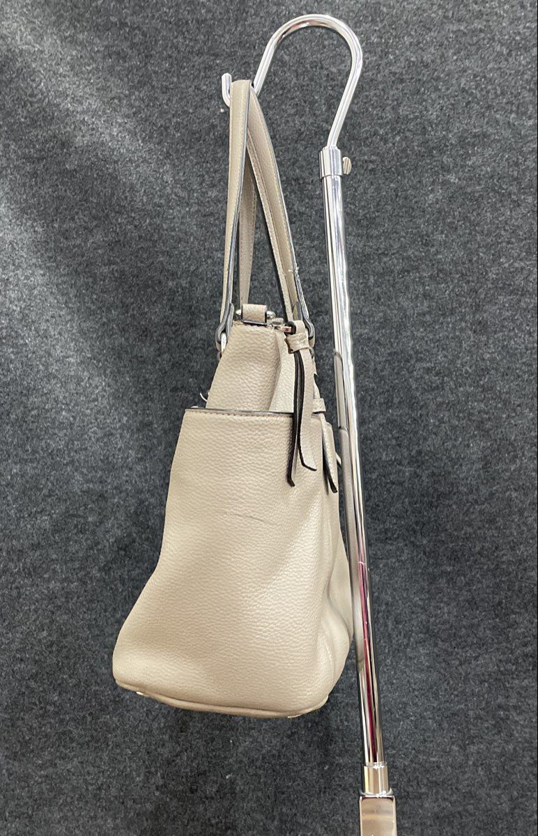 Dana Buchman Grey Pebbled Leather Tote Shoulder Bag Silver Hardware