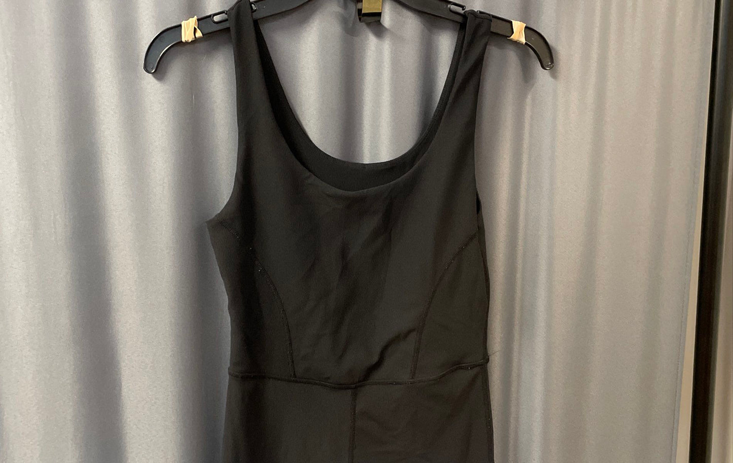 Wilo The Label Women's Black Ribbed Jumpsuit Unitard Wide Leg Sleeveless Sz M