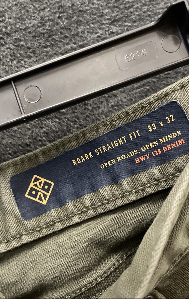 Roark Men's HWY 128 Straight Fit Denim Jeans Olive Green Stretch Sz 33x32