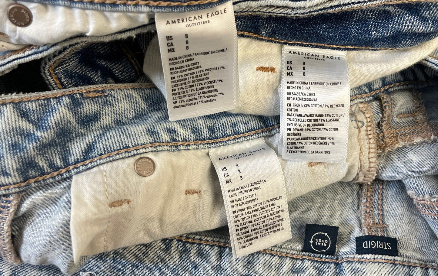 Lot of 3 American Eagle Women's Denim Shorts Blue Distressed High Rise Sz 8 NWT