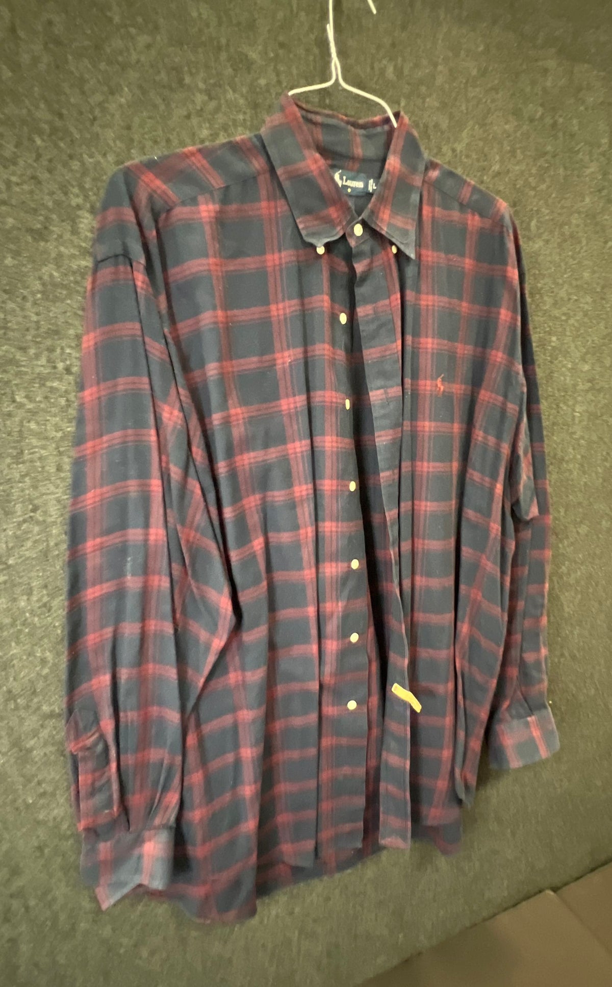 Vintage 90s Polo Ralph Lauren Men's Blake Navy Burgundy Plaid Shirt Sz L
