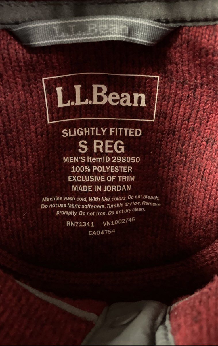 L.L. Bean Men's Red Heather Sweater Fleece 1/4 Snap Pullover Sz S Regular