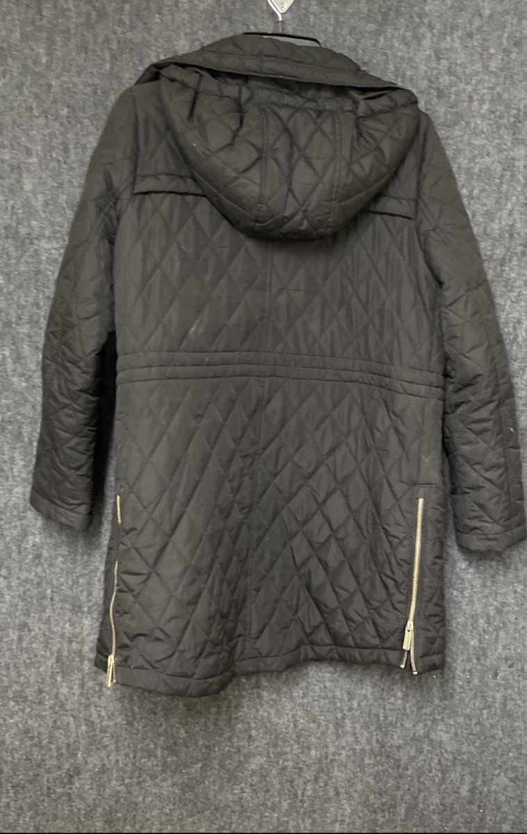 Michael Kors Women's Black Quilted Anorak Jacket Gold Hardware Hooded Sz S