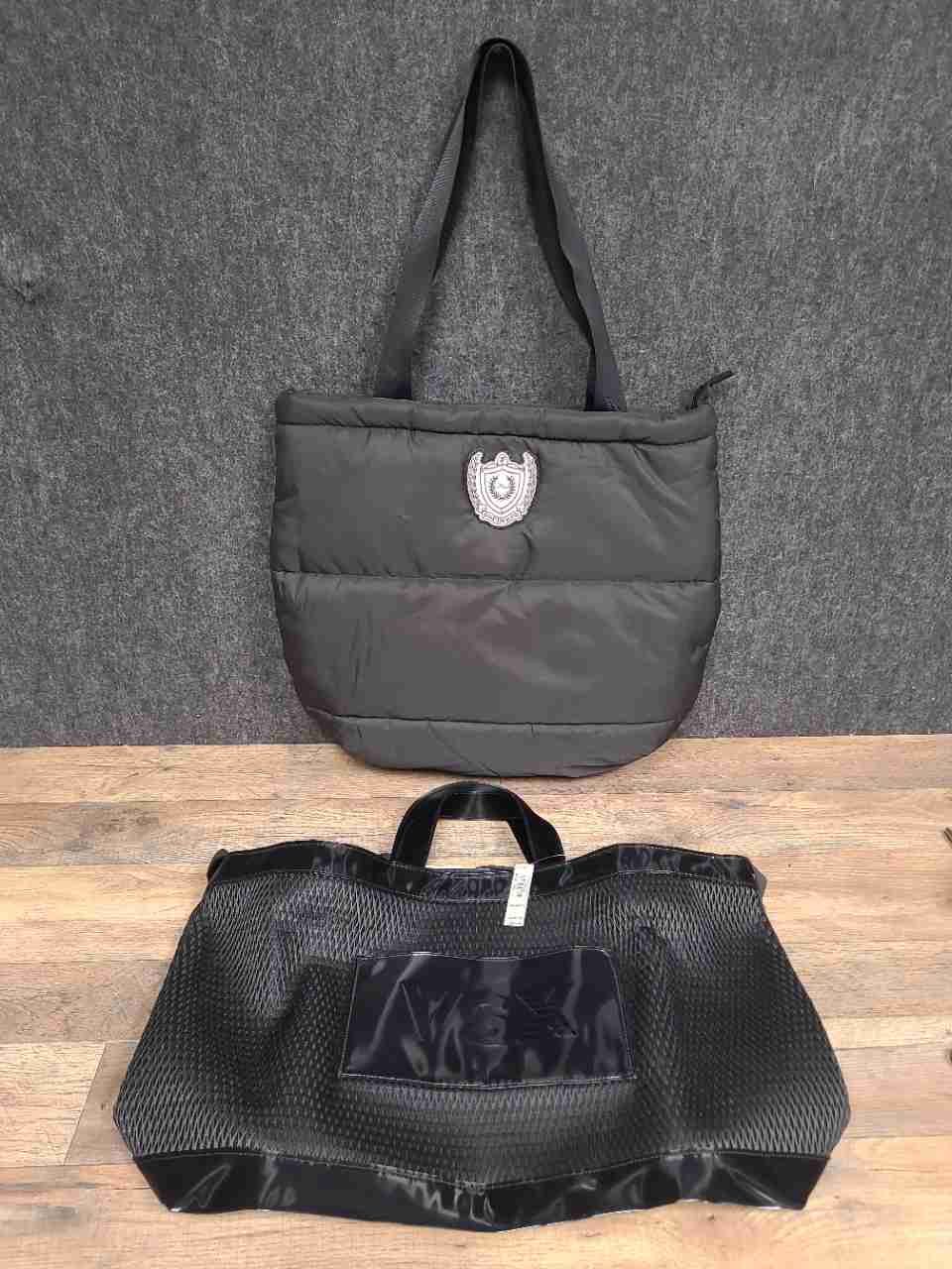 Victoria's Secret PINK VSX Black Puffer Mesh Tote Handbag Lot of 2 NWT