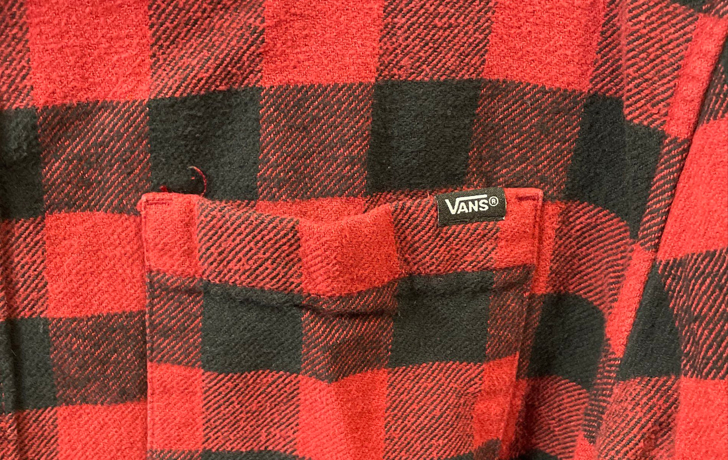 Vans Men's Red Black Plaid Flannel Long Sleeve Button Down Shirt Size L