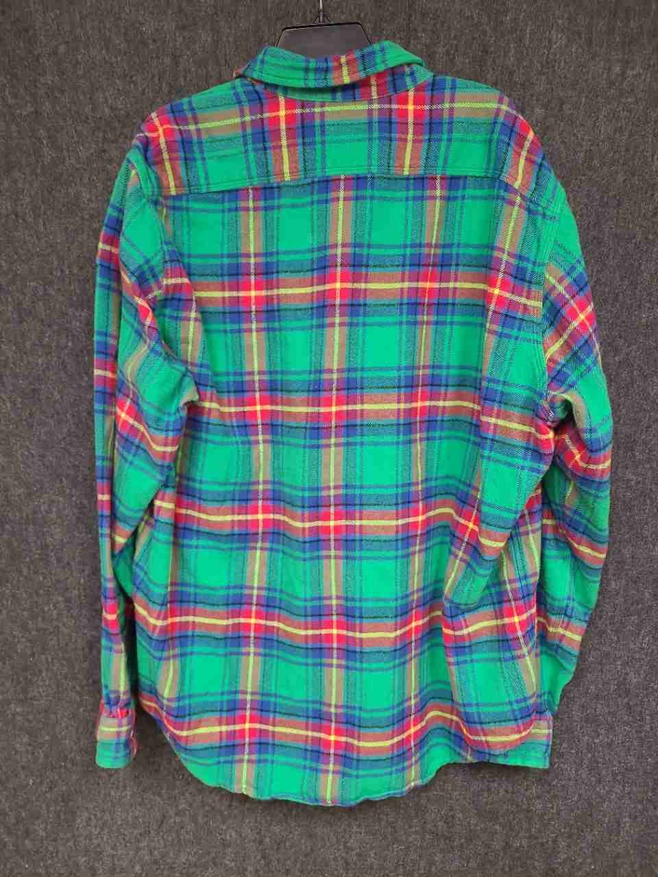 Polo Ralph Lauren Men's Green Plaid Cotton Flannel Button Up Shirt Sz XXL