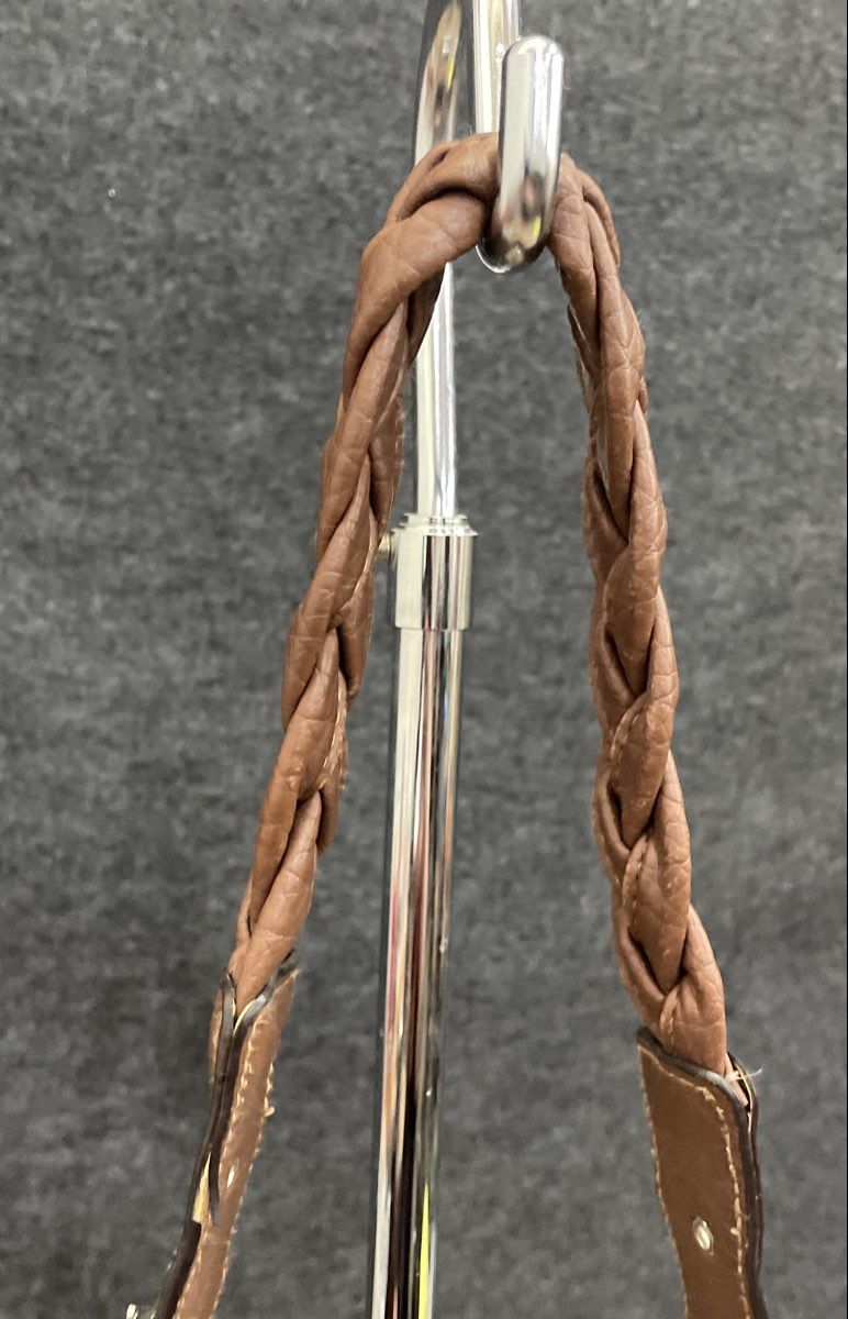 Rosetti Brown Pebbled Hobo Shoulder Bag Braided Strap Gold Hardware