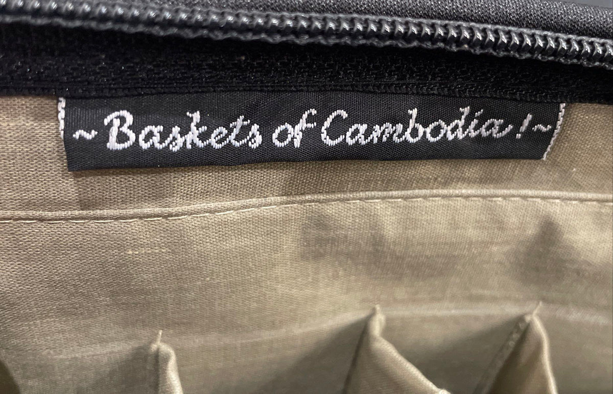 Baskets of Cambodia Red Black Woven Arch Top Handbag Shoulder Bag Artisan