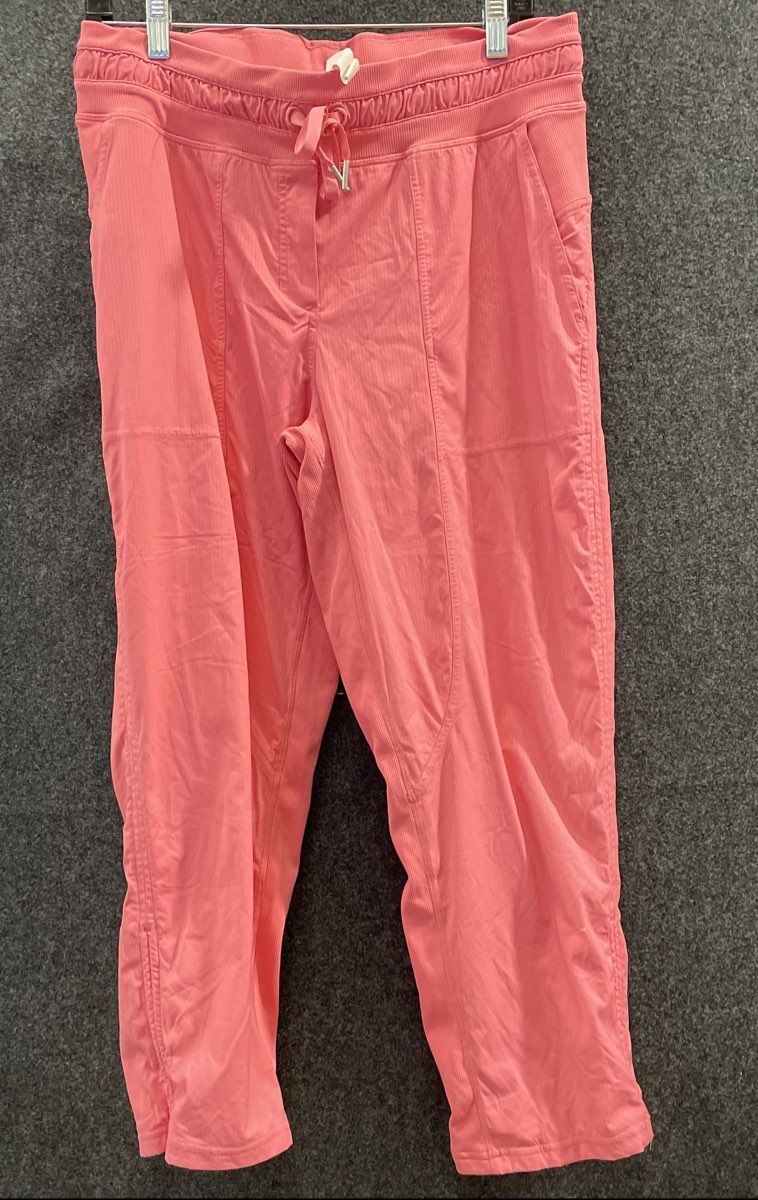 Lululemon Women's Stretch High-Rise Jogger Pants Pink Ribbed Waist Sz 10