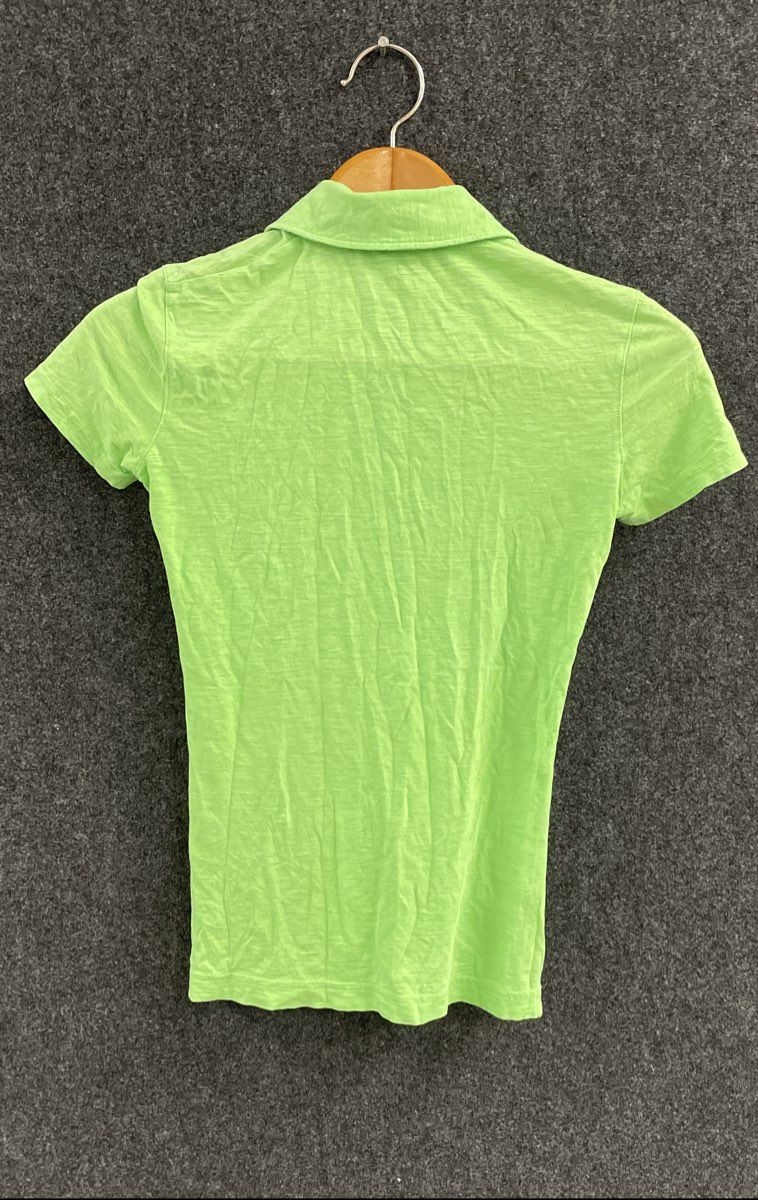 Lilly Pulitzer Women's Lime Green Waverly Ruffle Pima Cotton Polo Shirt Sz XS