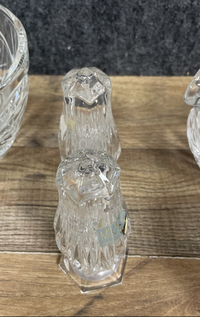 Crystal Glassware 4 Piece Lot Gorham Sugar Creamer Mikasa Vase Bowl Vintage