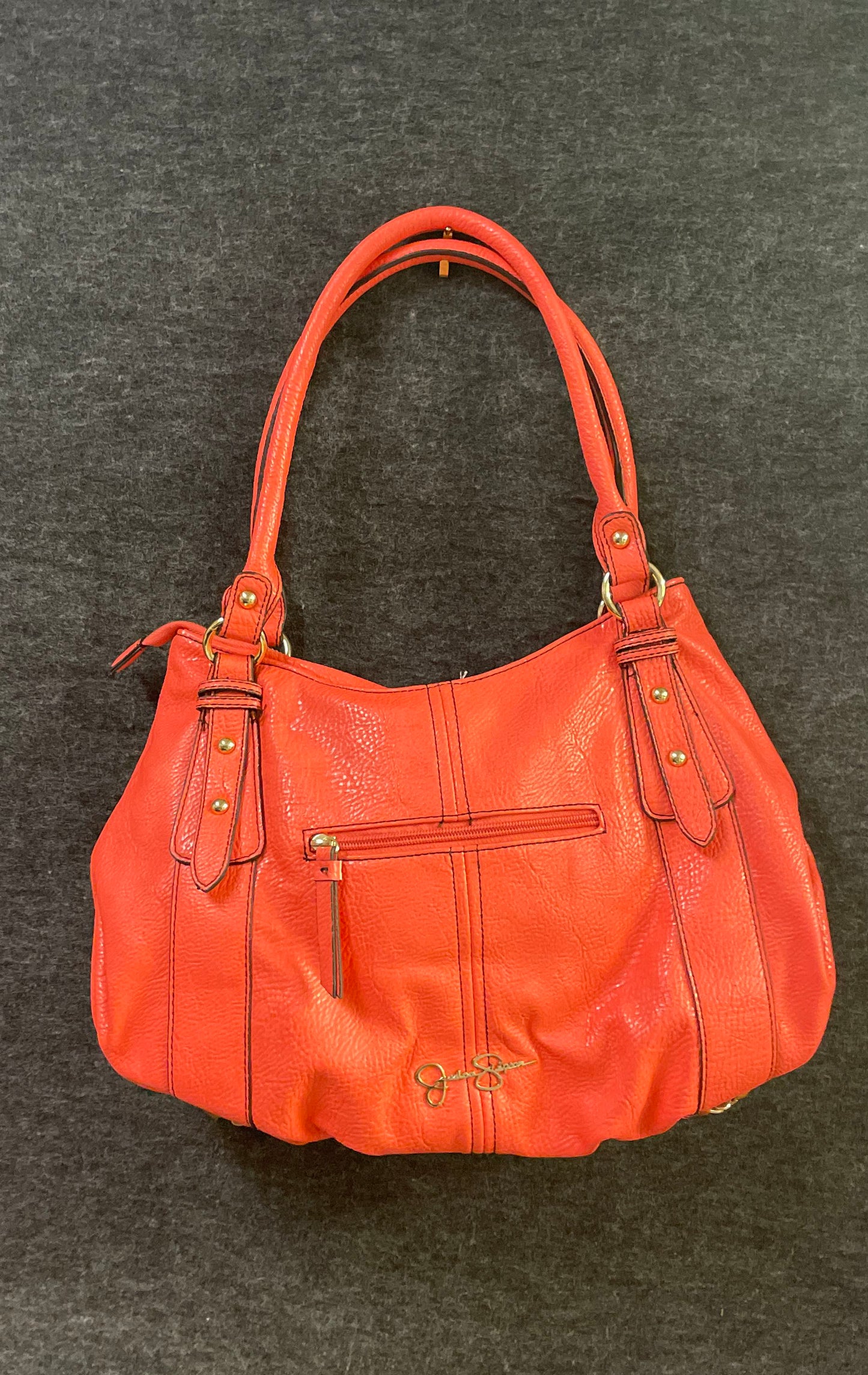 Jessica Simpson Coral Pebbled Faux Leather Shoulder Bag Gold Hardware Leopard