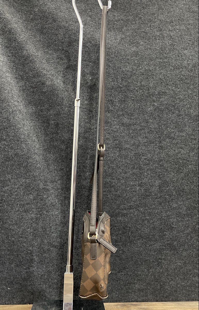 U.S. Polo Assn. Brown Checkered Monogram Crossbody Bag Gold Hardware