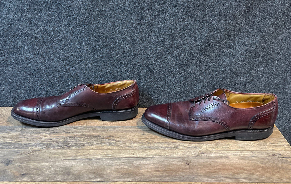 Allen Edmonds San Marco Burgundy Leather Cap Toe Derby Shoes Size 13 AA