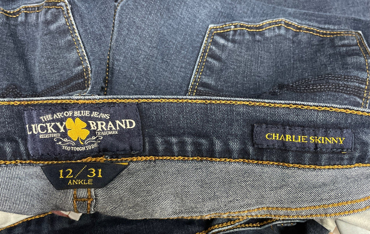 Lucky Brand Women's Charlie Skinny Ankle Jeans Blue Stretch Denim Size 12/31