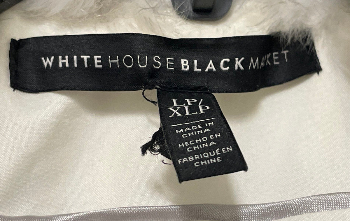 White House Black Market Women's White Faux Fur Collar Tie Back Vest LP/XLP