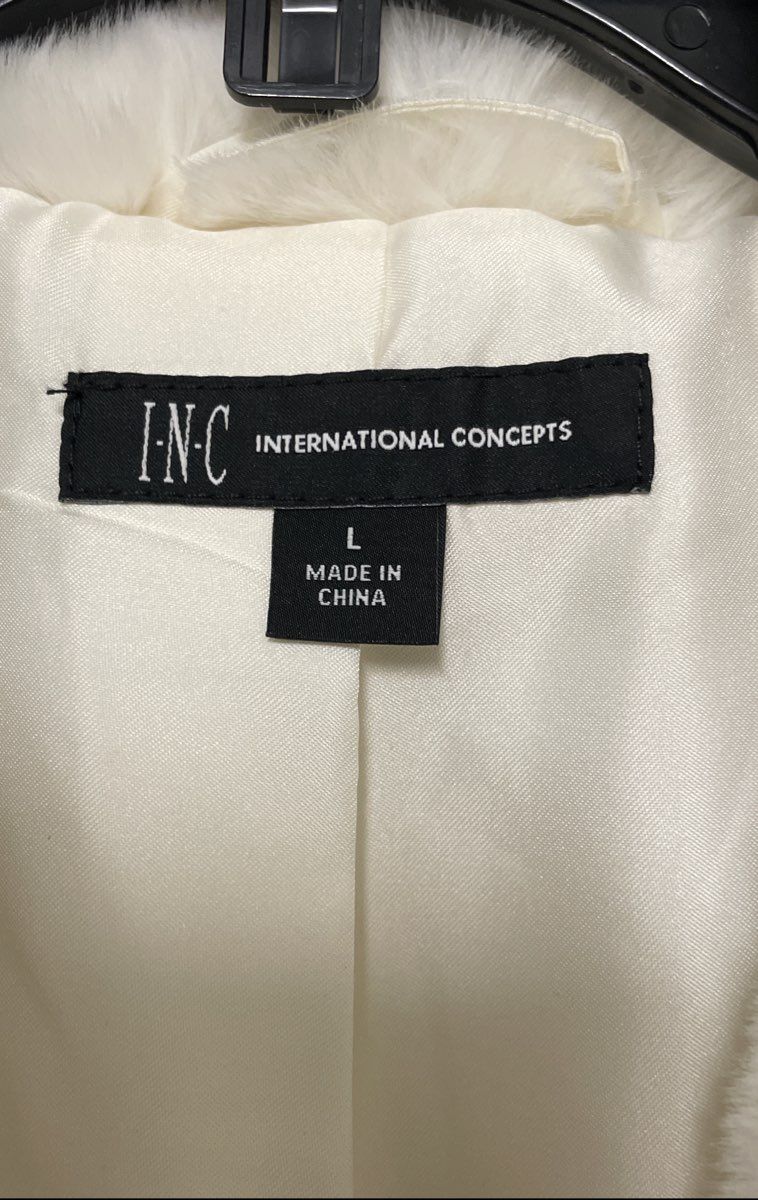 I.N.C. International Concepts Women's Cream Shawl Collar Faux Fur Jacket L NWT