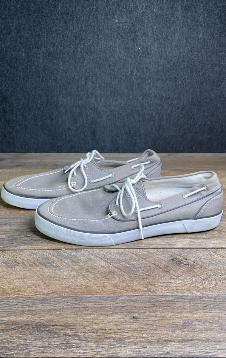 Polo Ralph Lauren Lander P Grey Canvas Men's Boat Shoes Size 13D