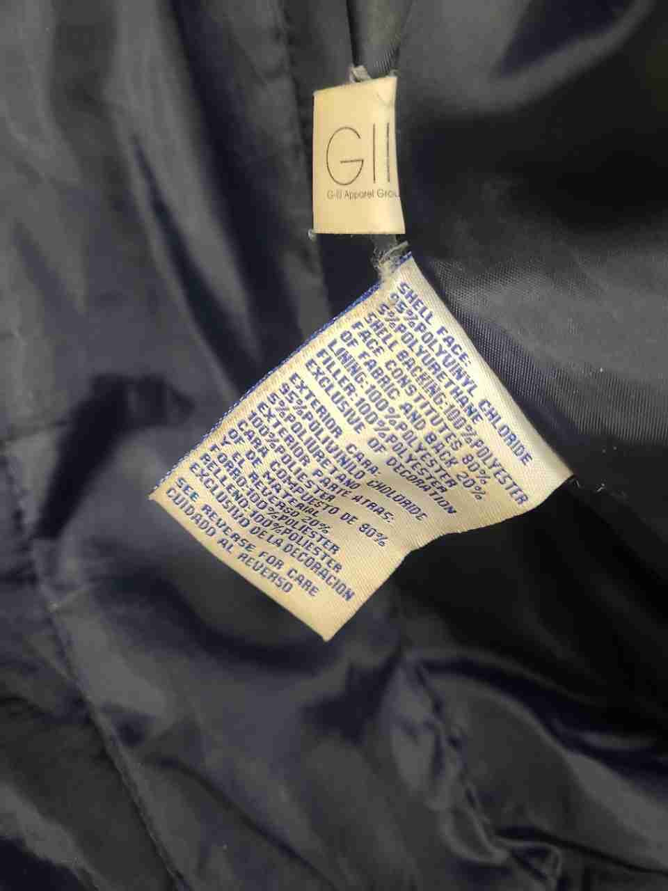 G-III NFL Men's Dallas Cowboys Faux Leather Varsity Jacket Navy Blue Sz M