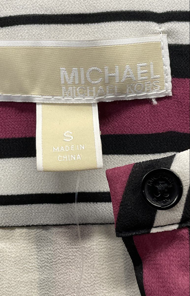 Michael Kors Women's Purple Striped Button Front Shirt Dress NWT Sz S