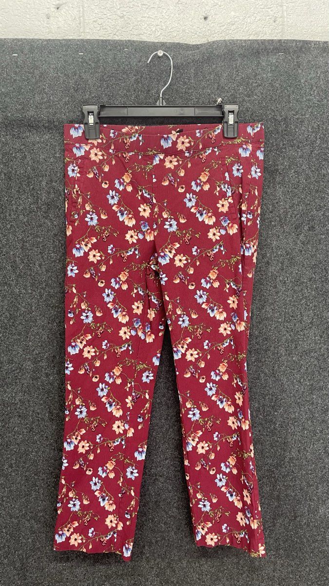 Jules & Leopold Women's Maroon Floral Pull-On Stretch Leggings Pants Sz M