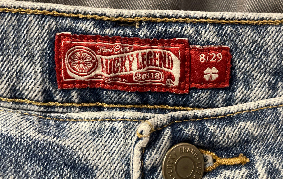 Lucky Brand Women's Boy Mid Rise Distressed Denim Shorts Graphic Skeleton 8/29