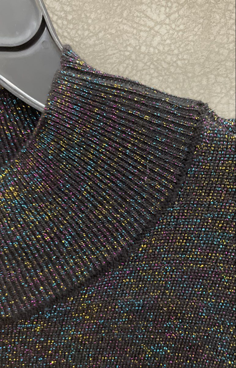 Lane Bryant Women's Black Sparkle Metallic Mock Neck Knit Sweater Tunic Sz 22/24