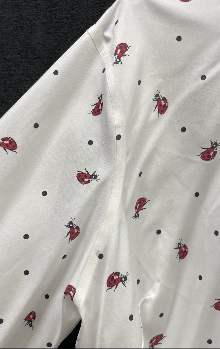 Coldwater Creek Women's White Ladybug Polka Dot Cotton Button Down Shirt Sz 22W