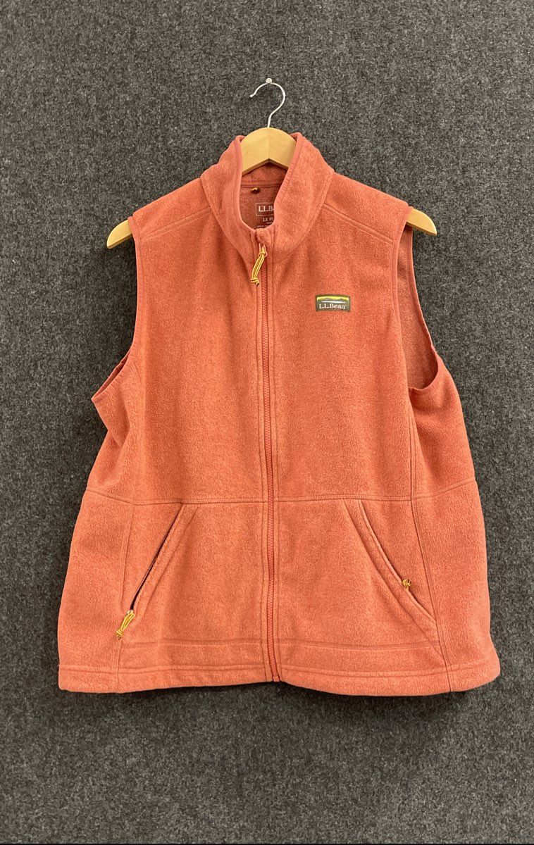 L.L.Bean Women's Salmon Fleece Full Zip Katahdin Logo Vest Plus Size 1X
