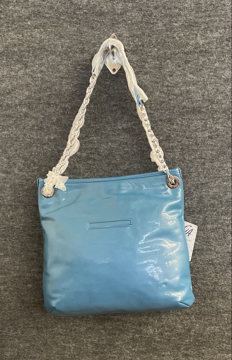 Grace Adele Blue 2010s Quilted Patent Shoulder Bag Tote NWT with Pouch Set