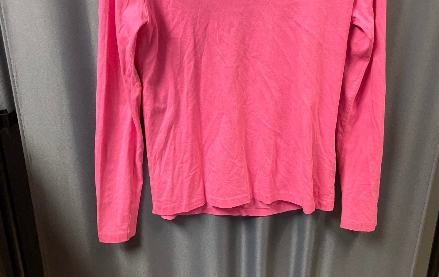 Ralph Lauren Sport Women's Pink V-Neck Long Sleeve T-Shirt Yellow Pony Logo Sz S