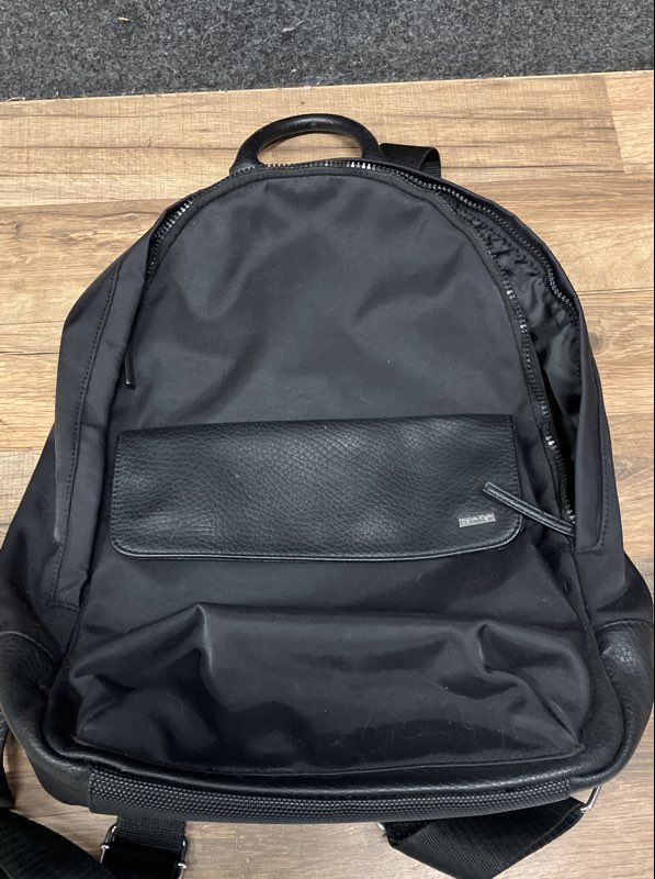Calvin Klein Black Nylon and Pebble Texture Mixed Media Backpack Bag