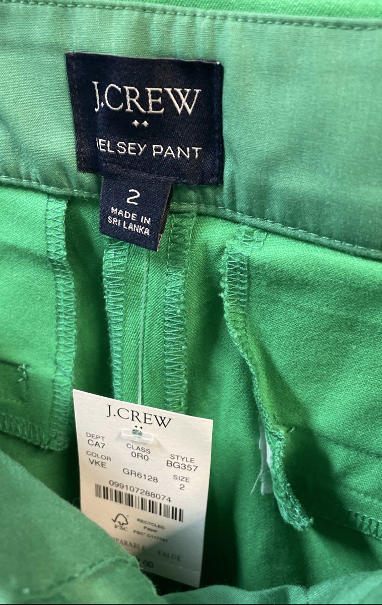 J.Crew Women's Kelsey Pant Green Cropped Ankle Trousers Sz 2 NWT