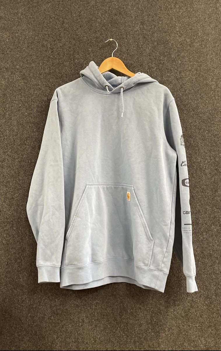 Carhartt Loose Fit Midweight Sleeve Graphic Hoodie Sweatshirt Blue Sz M